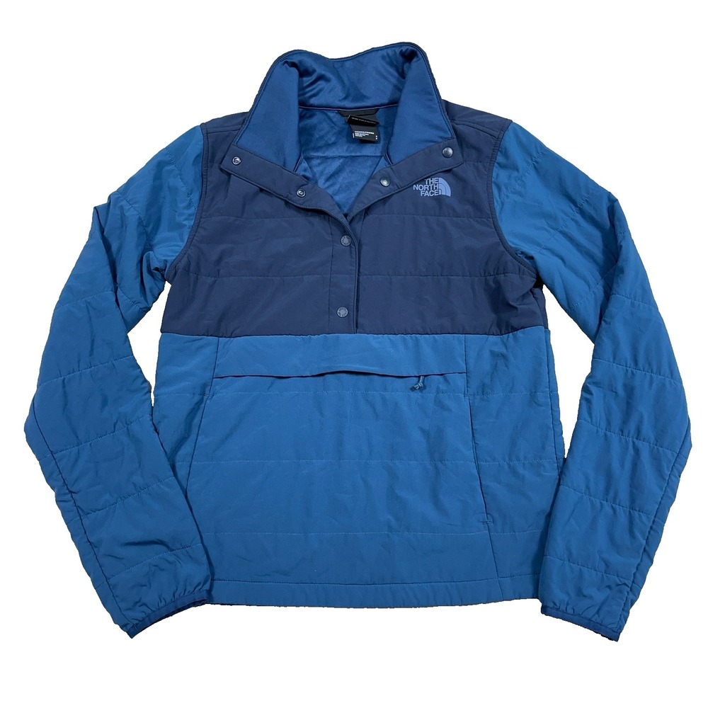 The North Face Jacket Women Small Blue Pullover Anorak Snap T Lightweight Puffer